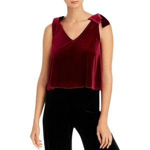 NWT AQUA TIE SHOULDERS VELVET CROP TOP - M